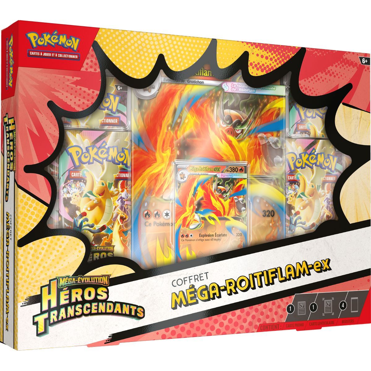 Coffret 4 Boosters - Méga‑Roitiflam‑ex - Méga-Évolution - Héros Transcendants [ME02.5][ASC] - Pokémon - FR