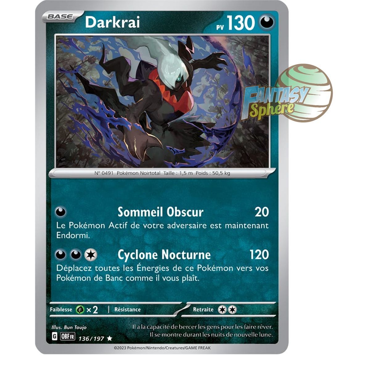 Darkrai - Holo Rare 136/197 - Ecarlate et Violet Flammes Obsidiennes