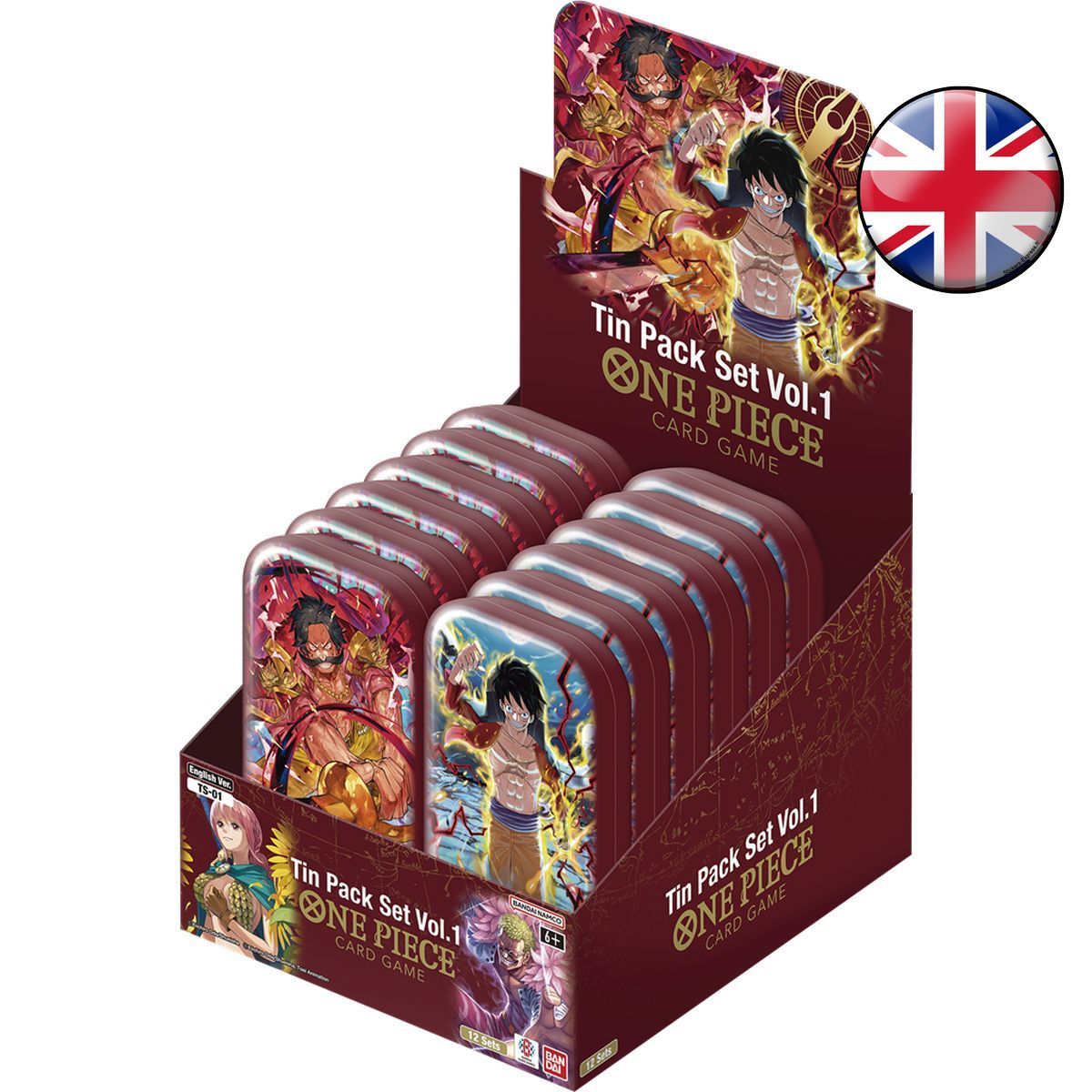 Display de 12 Tins Pack Set - Luffy & Roger - One Piece CG - EN 🇬🇧