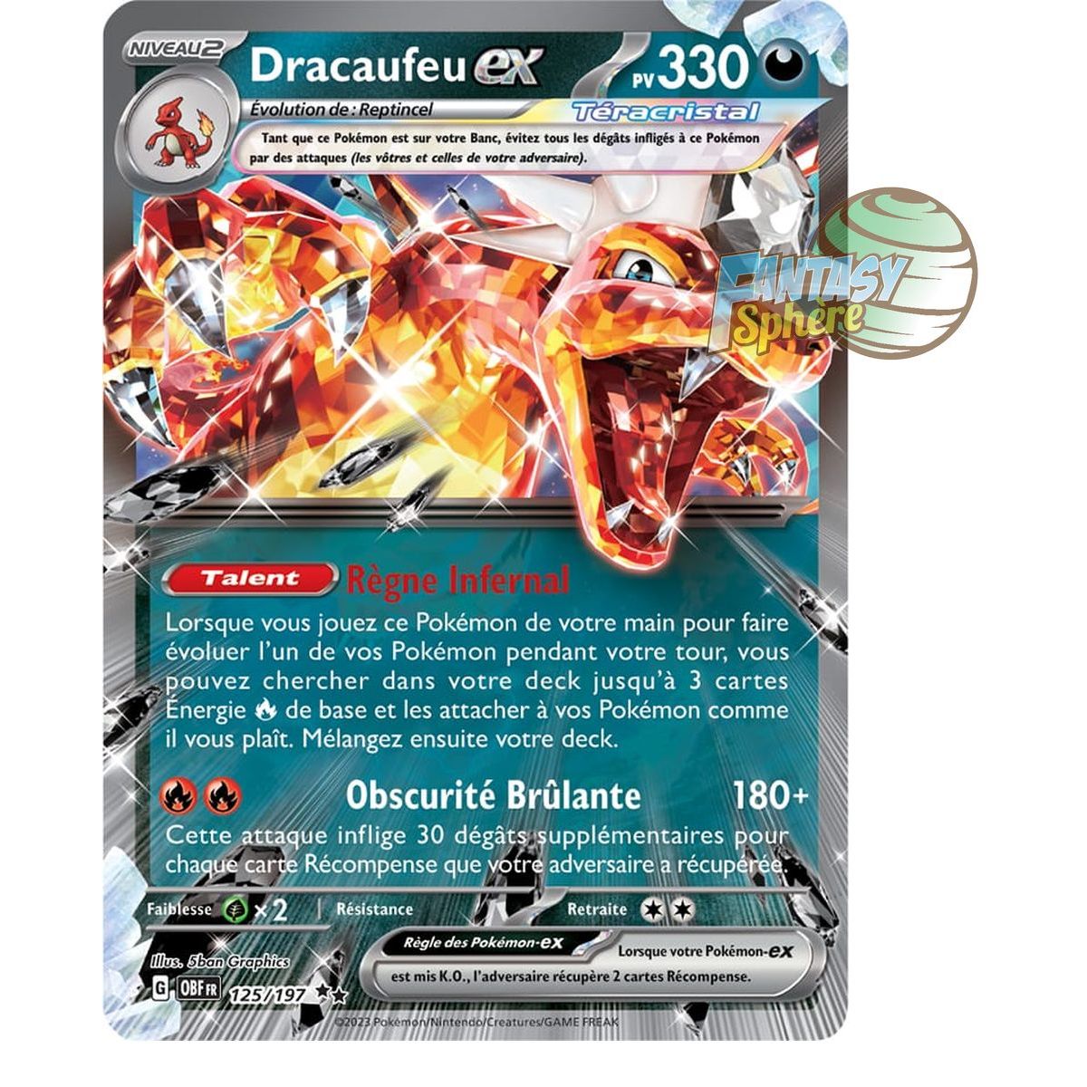 Dracaufeu EX - Double Rare 125/197 - Ecarlate et Violet Flammes Obsidiennes