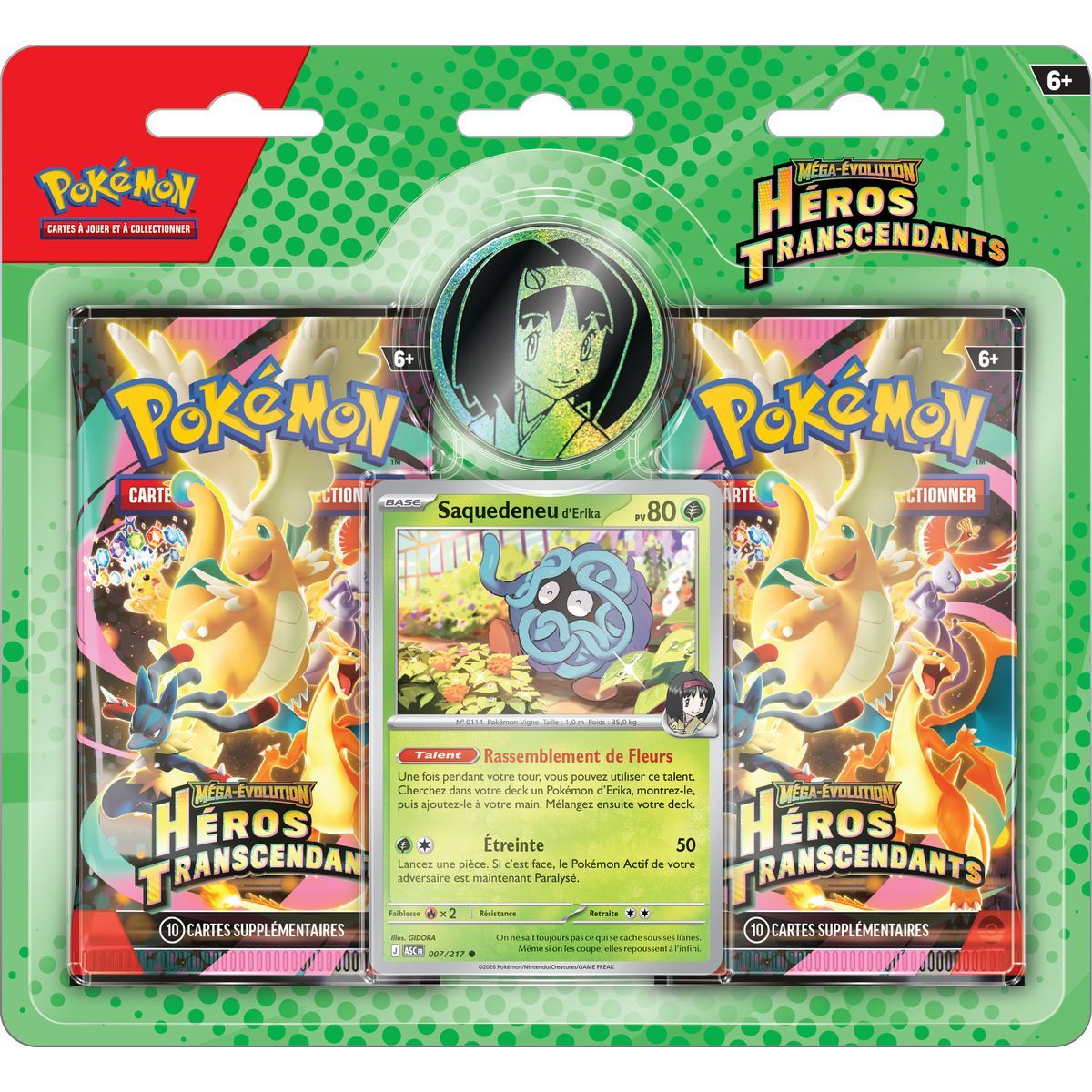 Duo-Pack - 2 Boosters - Dodoala d'Okuba/Saquedeneu d'Erika - Méga-Évolution - Héros Transcendants [ME02.5][ASC] - Pokémon - FR (Modèle Aléatoire)