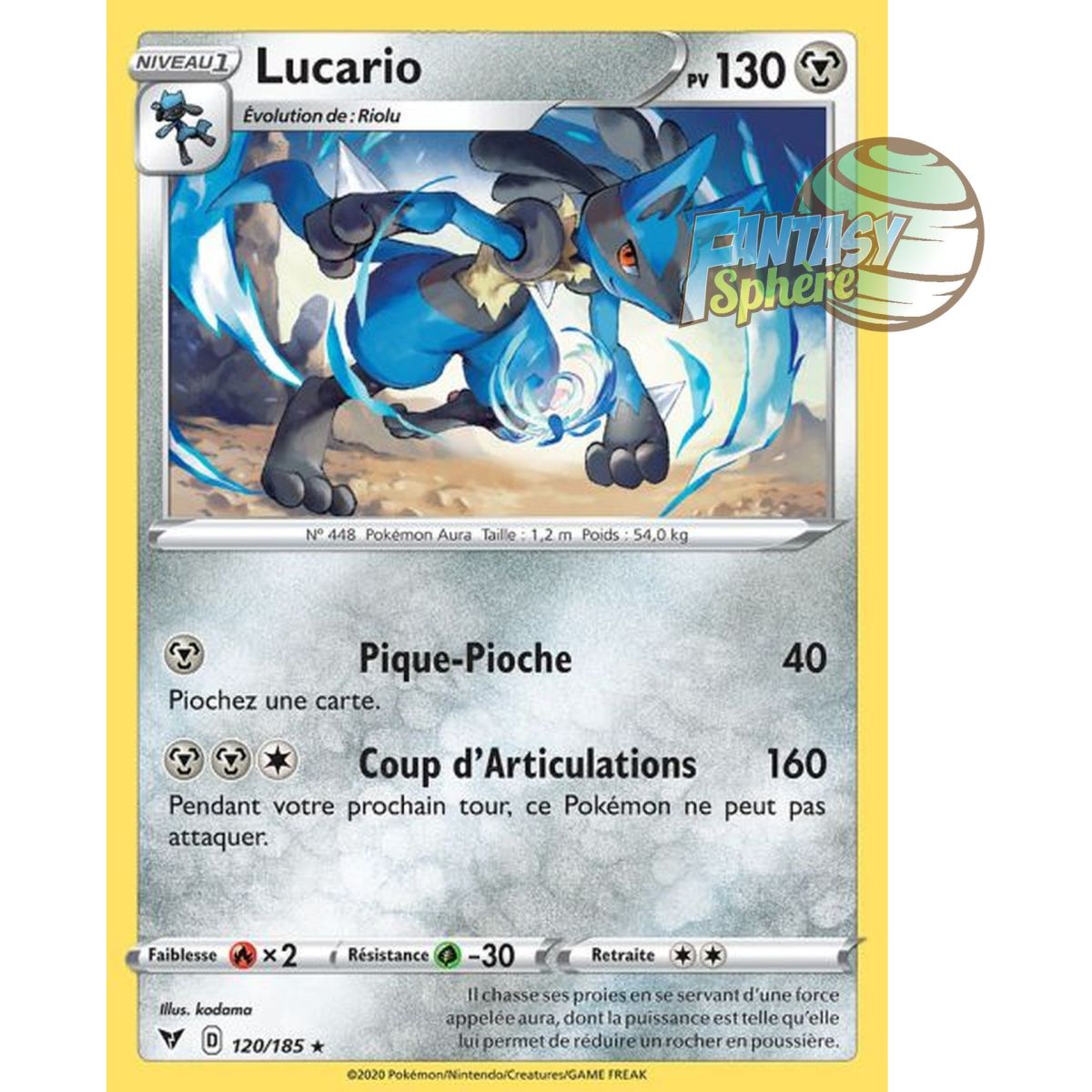 Lucario - Rare 120/185 - Epee et Bouclier 4 Voltage Eclatant