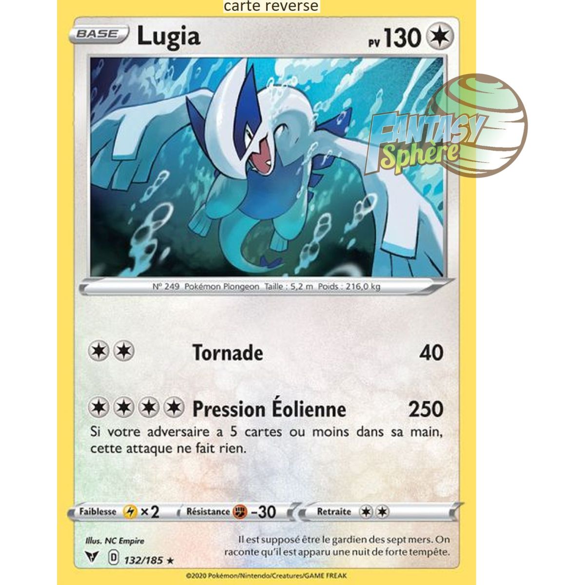 Item Lugia - Reverse 132/185 - Epee et Bouclier 4 Voltage Eclatant