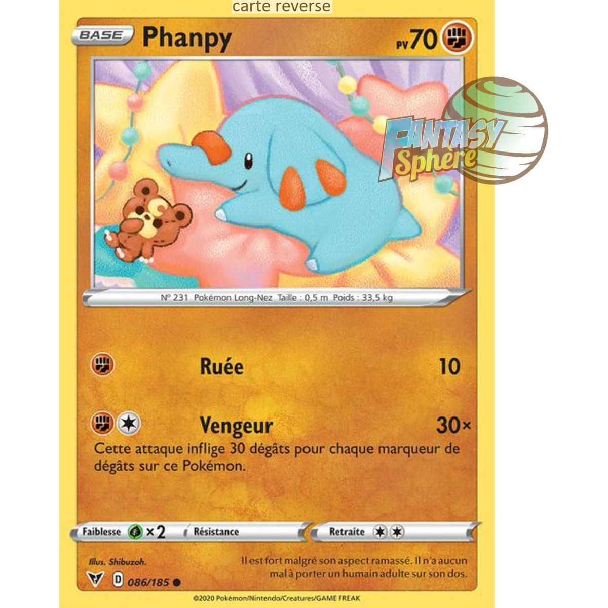 Phanpy - Reverse 86/185 - Epee et Bouclier 4 Voltage Eclatant