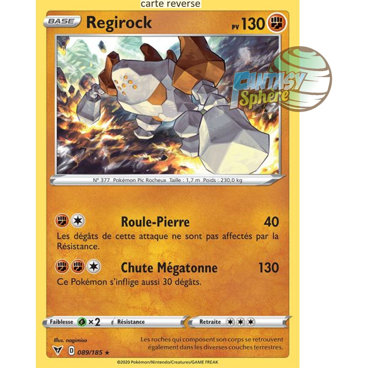 Item Regirock - Reverse 89/185 - Epee et Bouclier 4 Voltage Eclatant