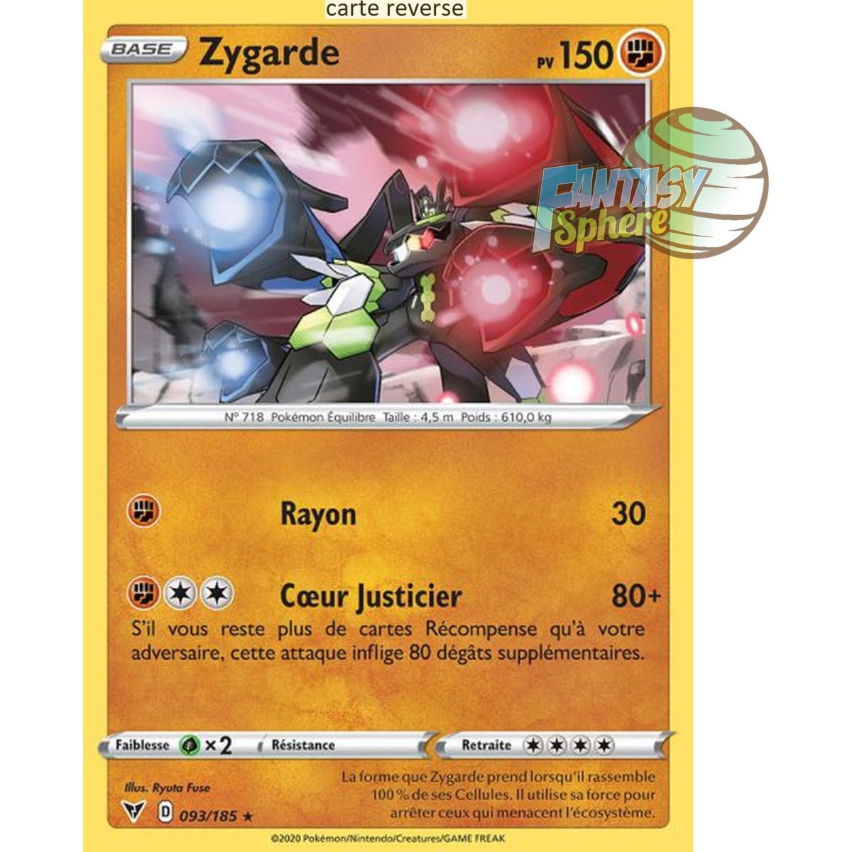Item Zygarde - Reverse 93/185 - Epee et Bouclier 4 Voltage Eclatant