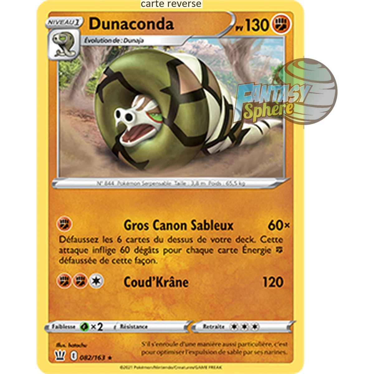 Dunaconda - Reverse 82/163 - Epee et Bouclier 5 Style de Combat