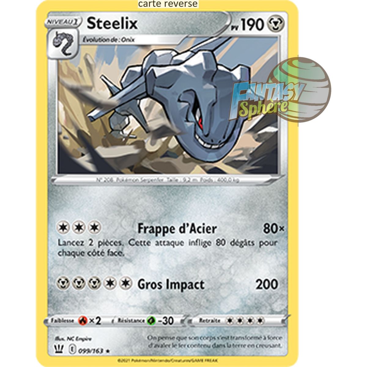 Item Steelix - Reverse 99/163 - Epee et Bouclier 5 Style de Combat