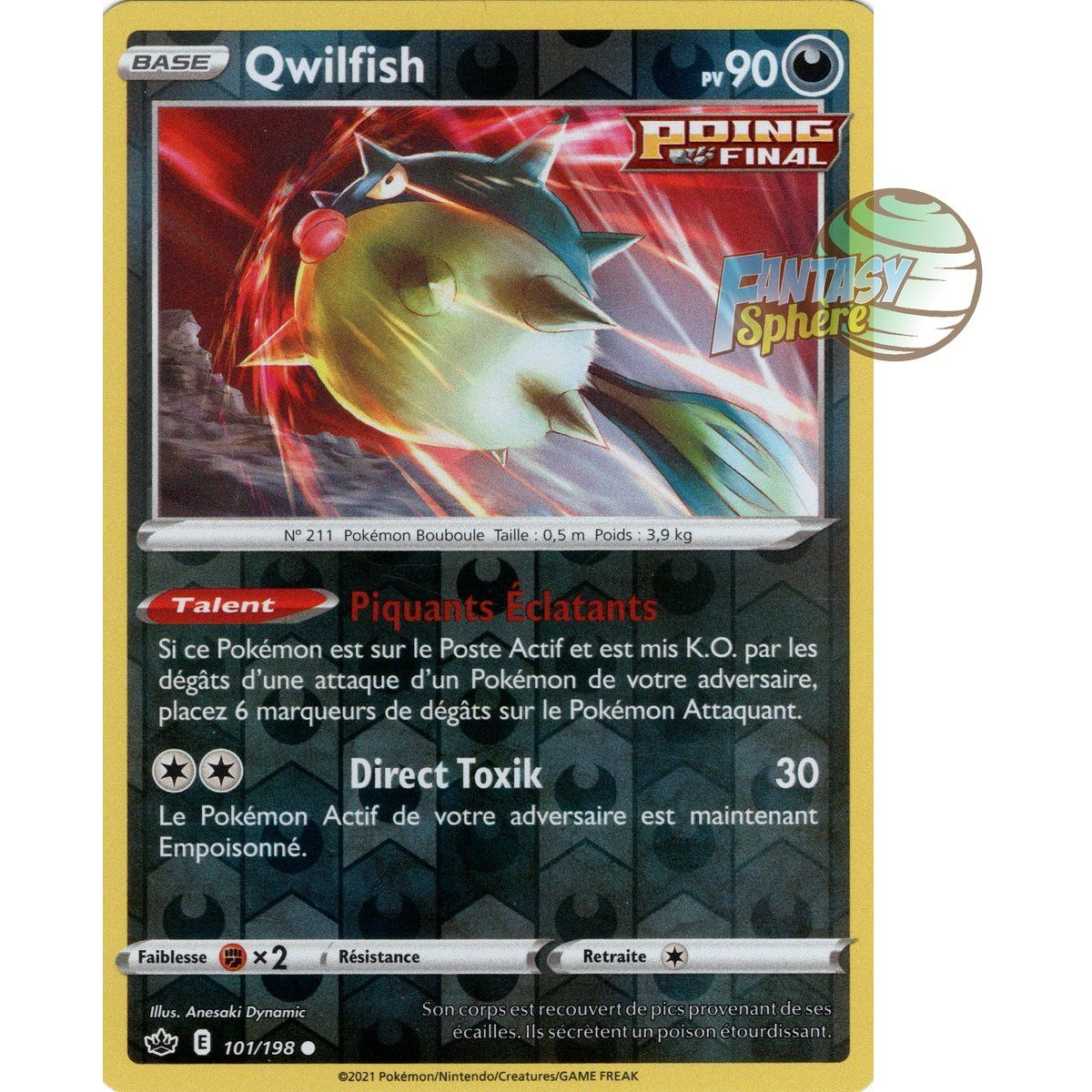 Qwilfish - Reverse 101/198 - Epee et Bouclier 6 Regne de Glace