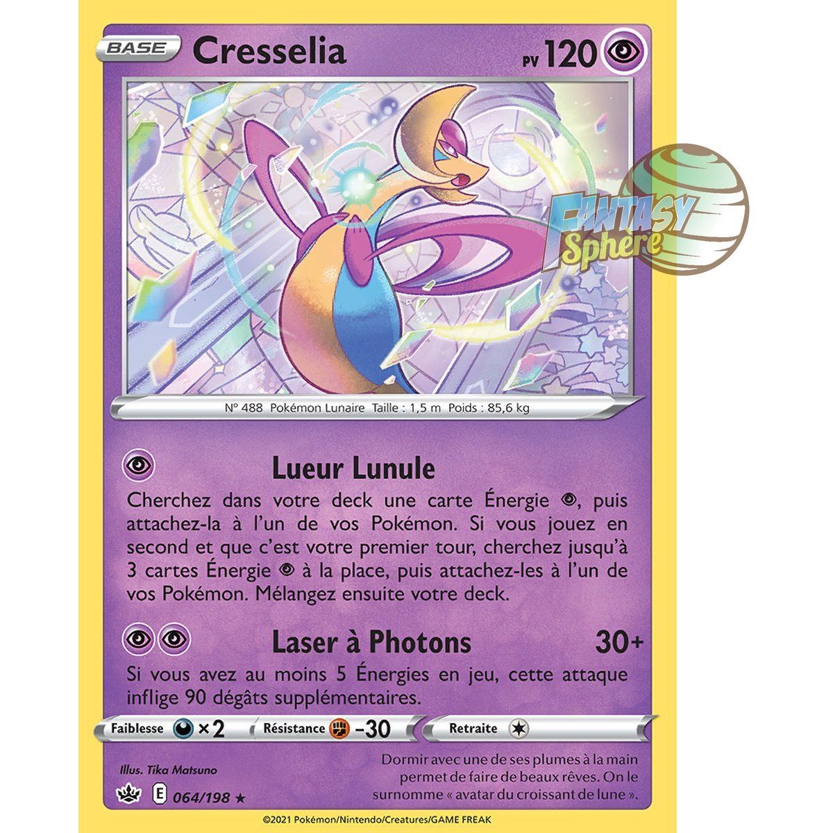 Cresselia - Holo Rare 64/198 - Epee et Bouclier 6 Regne de Glace