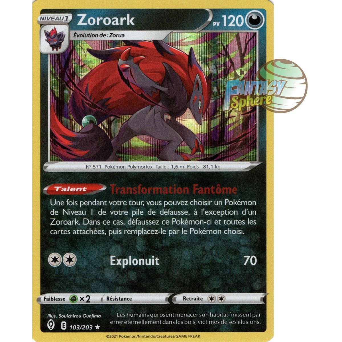 Item Zoroark - Holo Rare 103/203 - Epee et Bouclier 7 Evolution Celeste