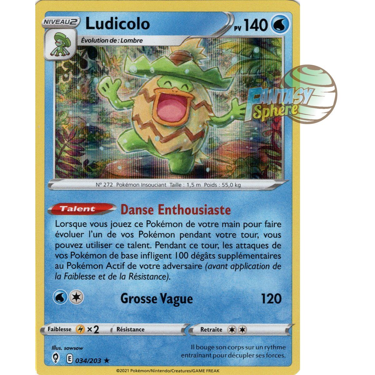 Item Ludicolo - Holo Rare 34/203 - Epee et Bouclier 7 Evolution Celeste