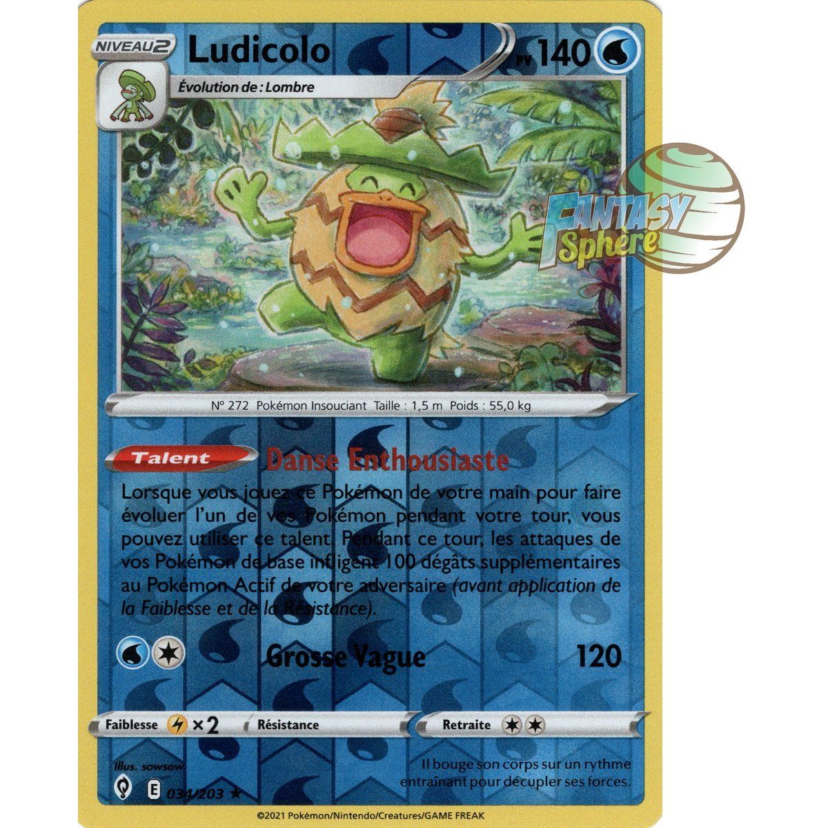 Item Ludicolo - Reverse 34/203 - Epee et Bouclier 7 Evolution Celeste