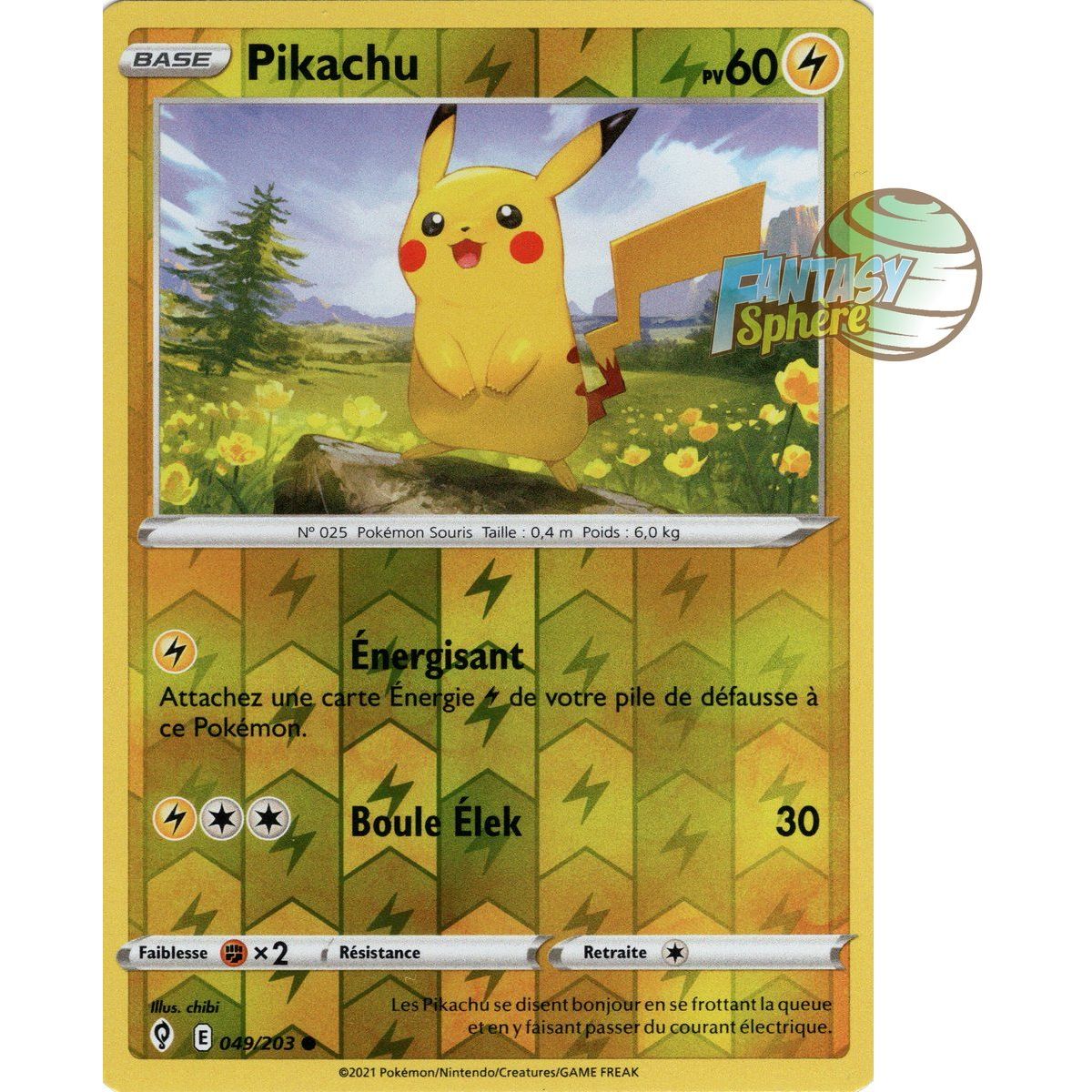 Item Pikachu - Reverse 49/203 - Epee et Bouclier 7 Evolution Celeste