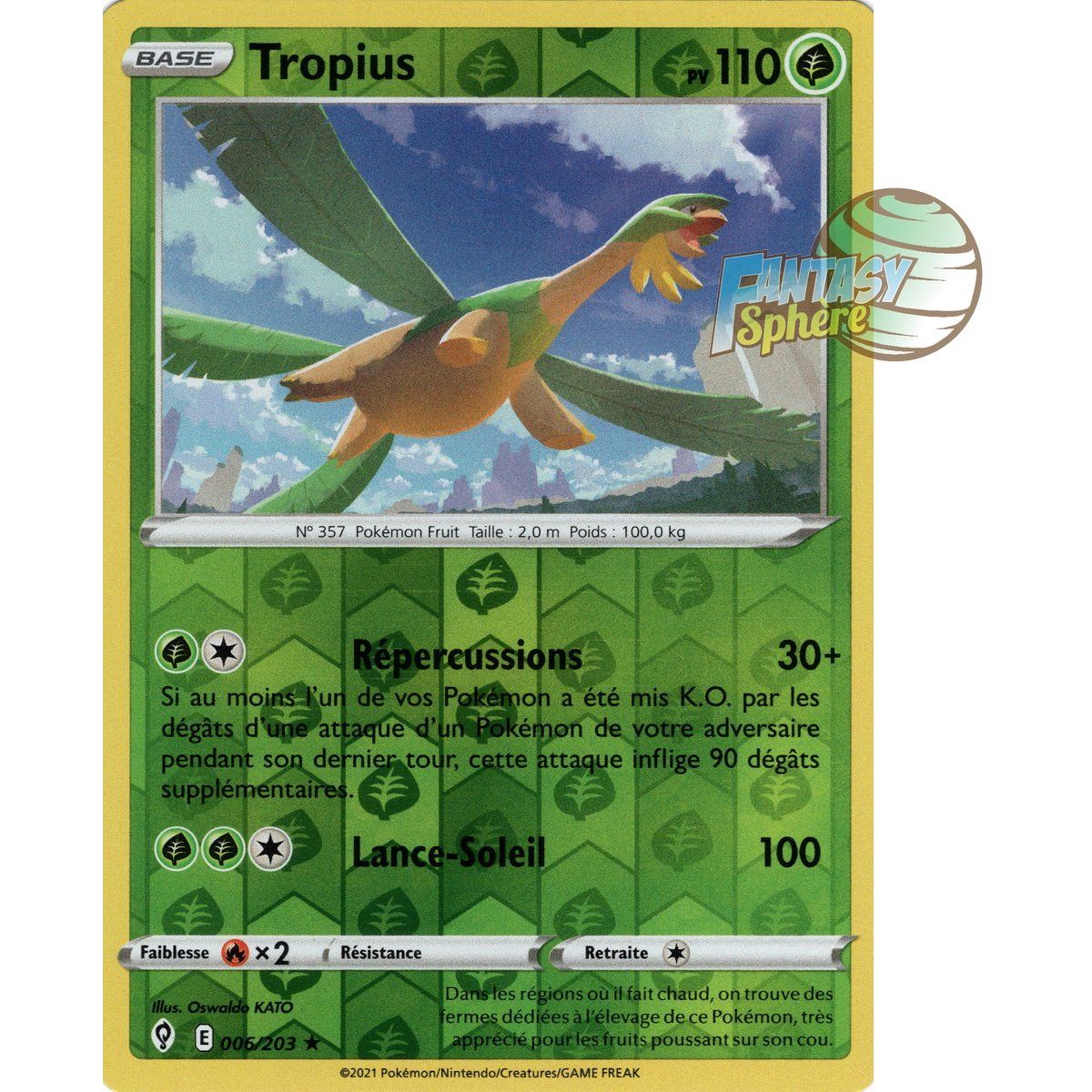 Tropius - Reverse 6/203 - Epee et Bouclier 7 Evolution Celeste