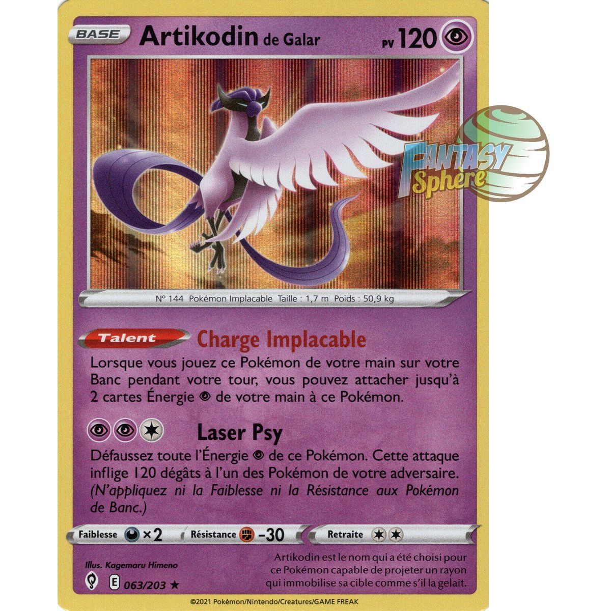 Artikodin de Galar - Holo Rare 63/203 - Epee et Bouclier 7 Evolution Celeste