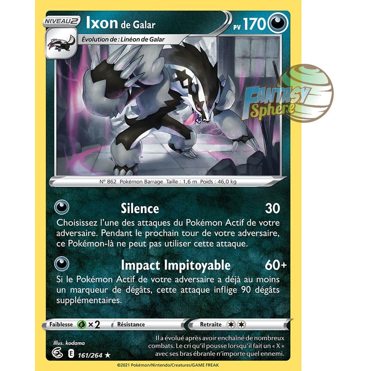 Ixon de Galar - Holo Rare 161/264 - Epee et Bouclier 8 Poing de Fusion