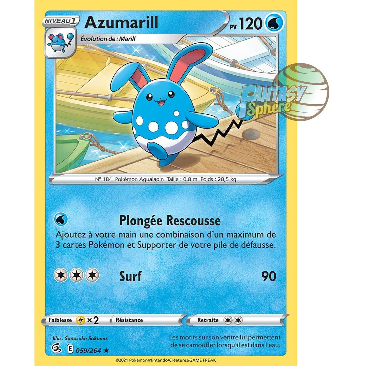 Azumarill - Rare 59/264 - Epee et Bouclier 8 Poing de Fusion