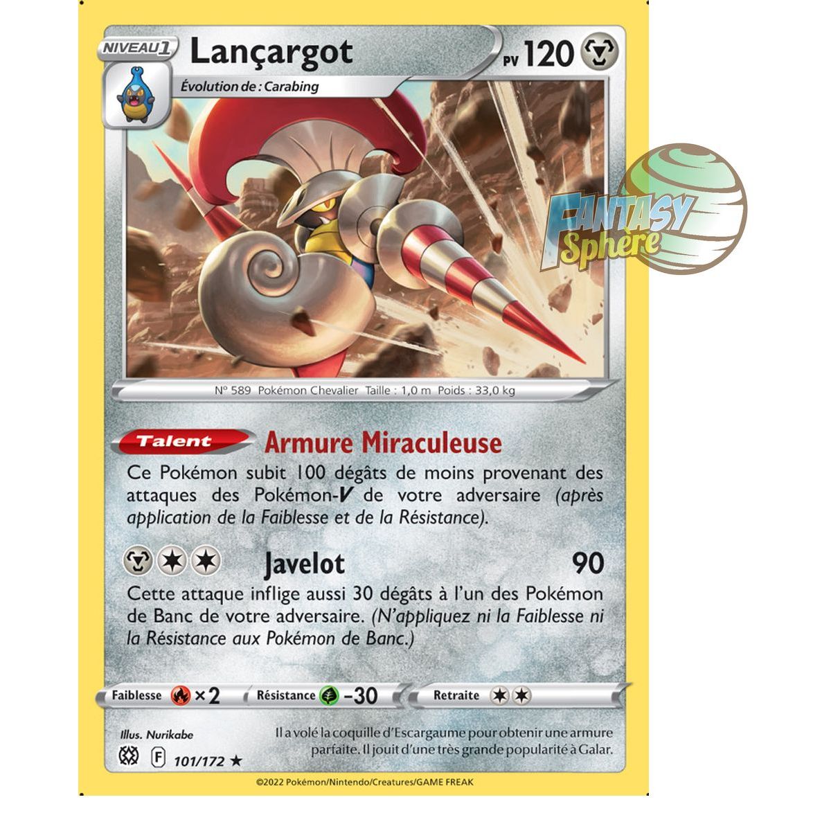 Lançargot - Rare 101/172 - Epee et Bouclier 9 Stars Etincelantes