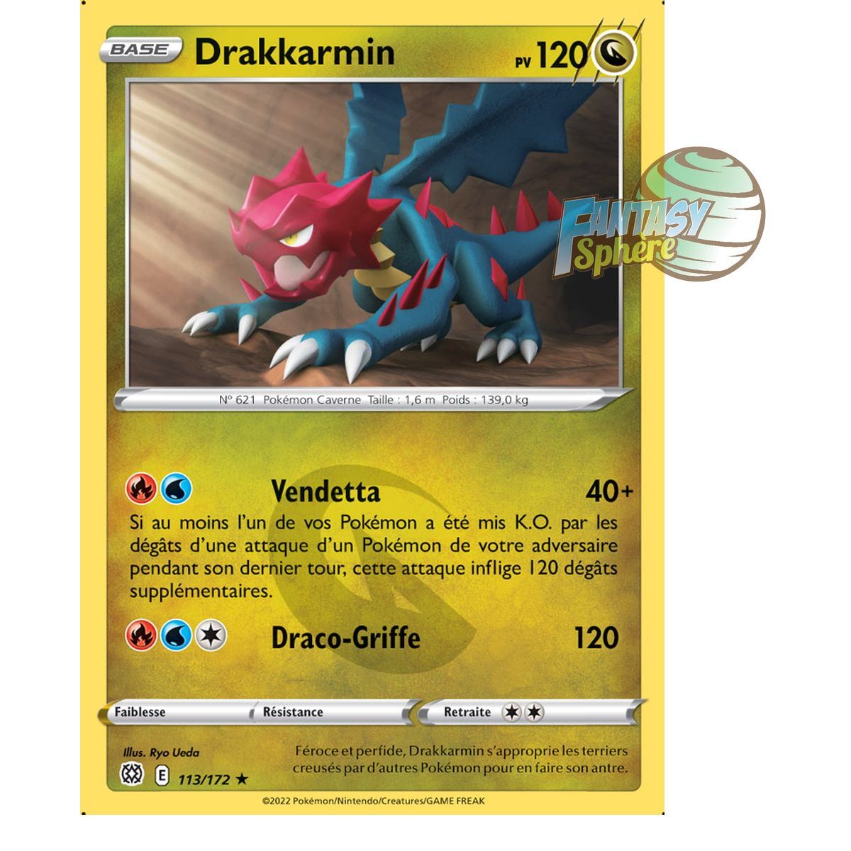 Drakkarmin - Rare 113/172 - Epee et Bouclier 9 Stars Etincelantes