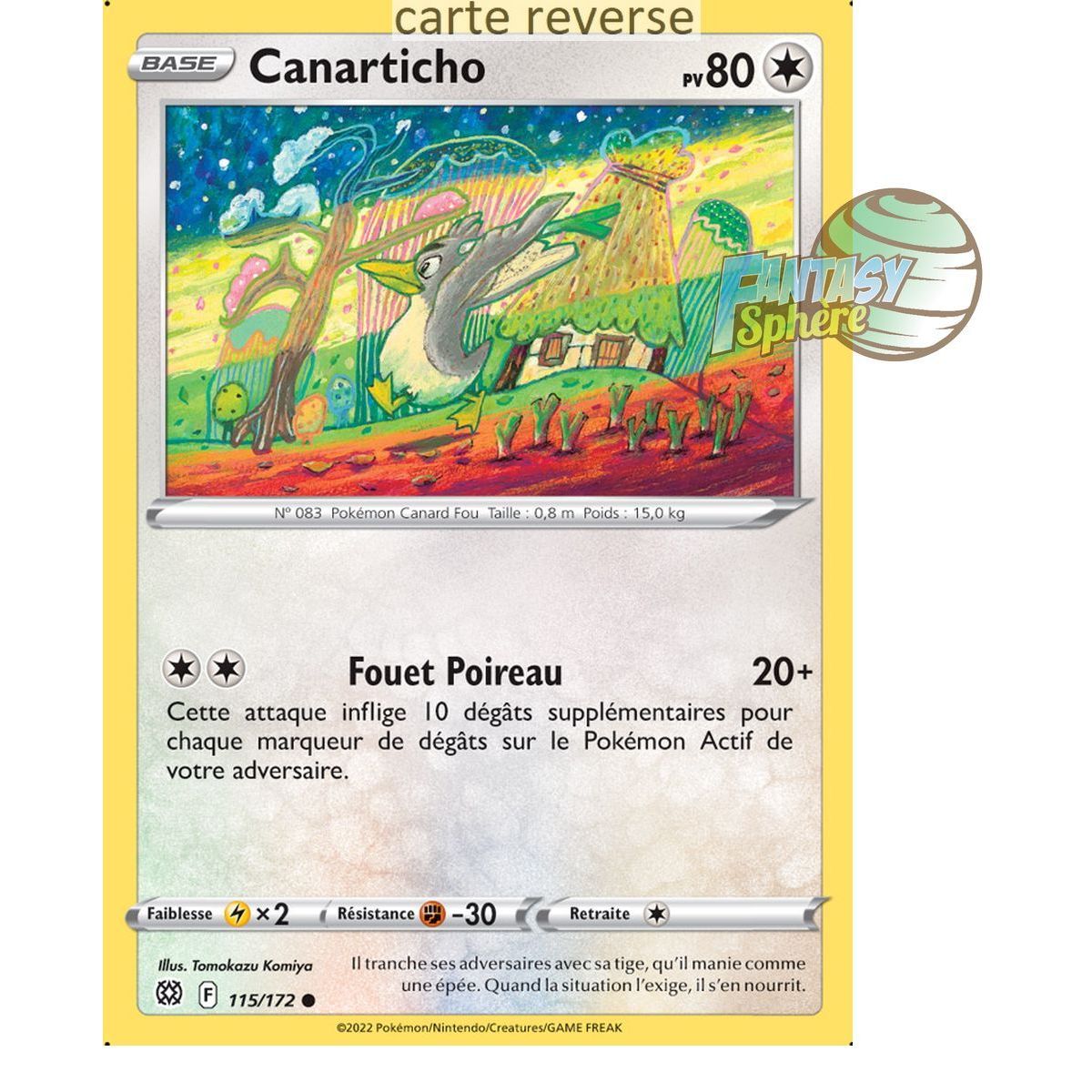 Canarticho - Reverse 115/172 - Epee et Bouclier 9 Stars Etincelantes