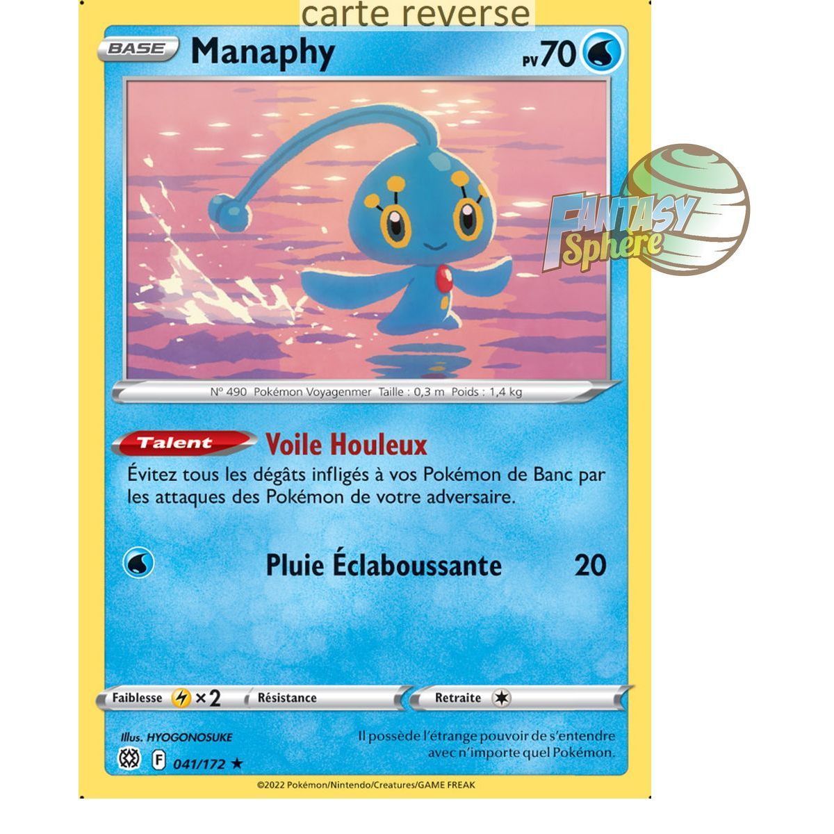 Manaphy - Reverse 41/172 - Epee et Bouclier 9 Stars Etincelantes