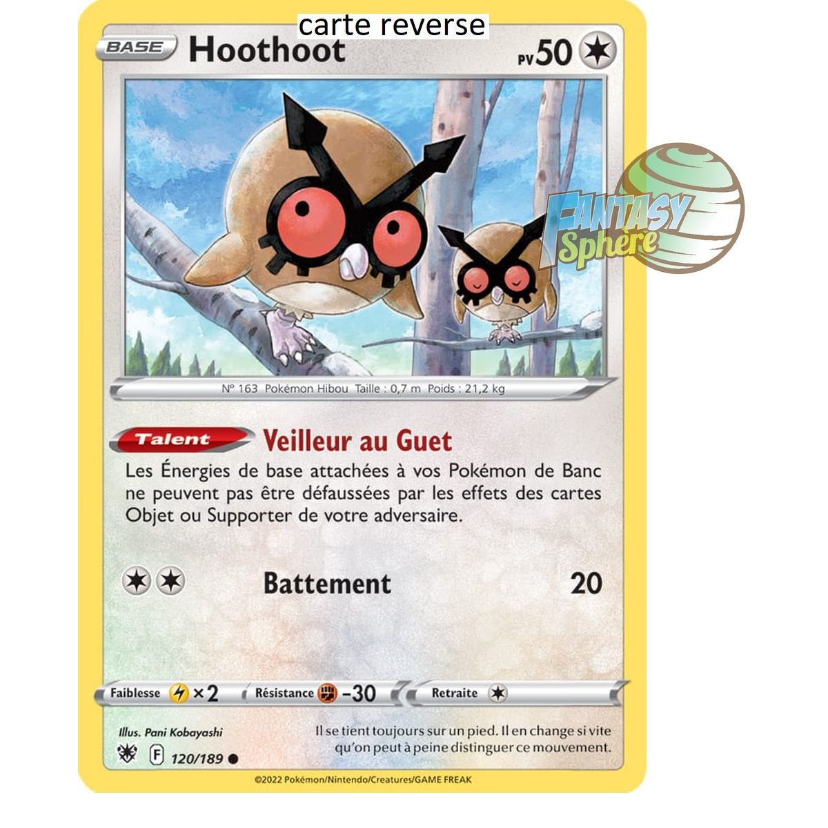 Hoothoot - Reverse 120/189 - Epee et Bouclier 10 Astres Radieux