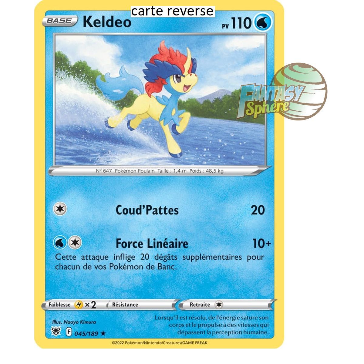 Keldeo - Reverse 45/189 - Epee et Bouclier 10 Astres Radieux