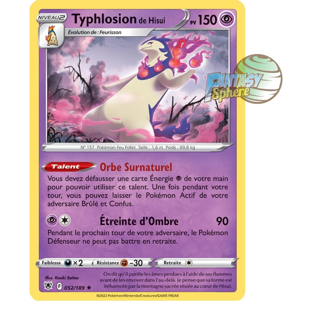 Typhlosion de Hisui - Holo Rare 52/189_H - Epee et Bouclier 10 Astres Radieux