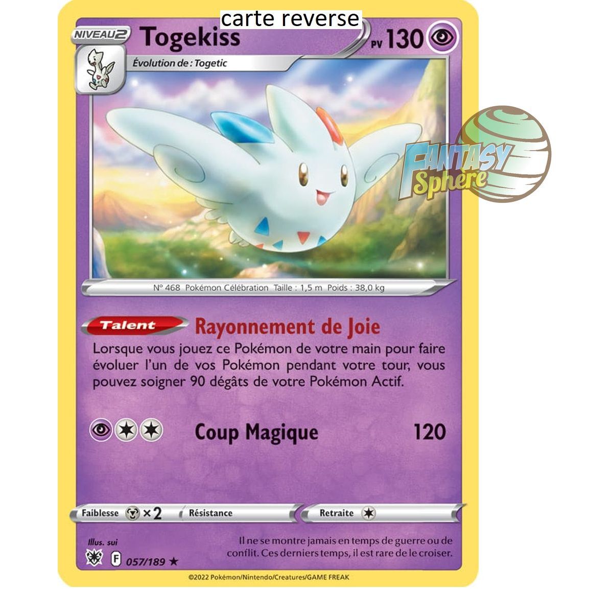 Togekiss - Reverse 57/189 - Epee et Bouclier 10 Astres Radieux