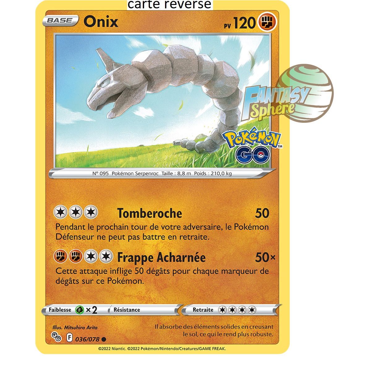 Item Onix - Reverse 36/78 - Epee et Bouclier 10.5 Pokemon GO