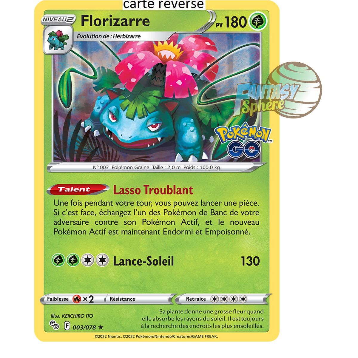 Florizarre - Reverse 3/78 - Epee et Bouclier 10.5 Pokemon GO
