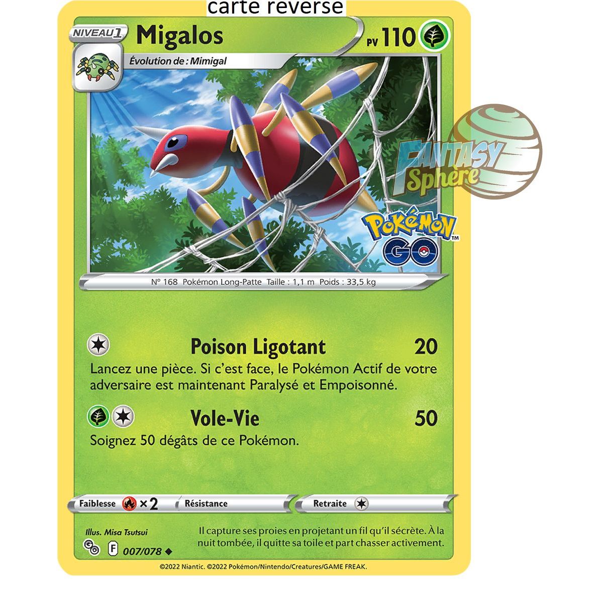 Migalos - Reverse 7/78 - Epee et Bouclier 10.5 Pokemon GO