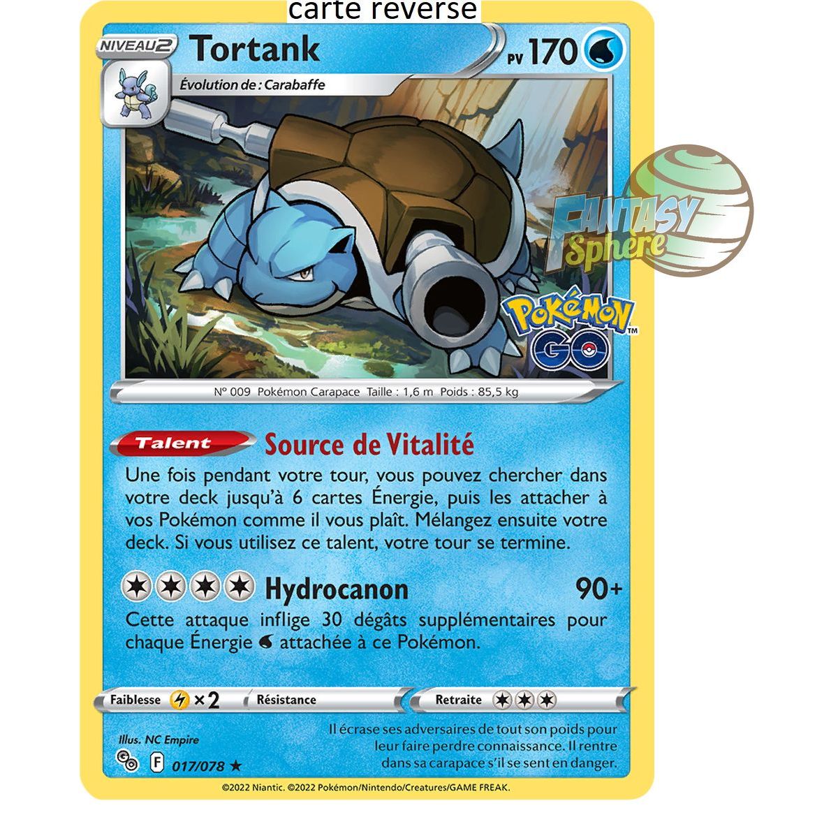 Tortank - Reverse 17/78 - Epee et Bouclier 10.5 Pokemon GO