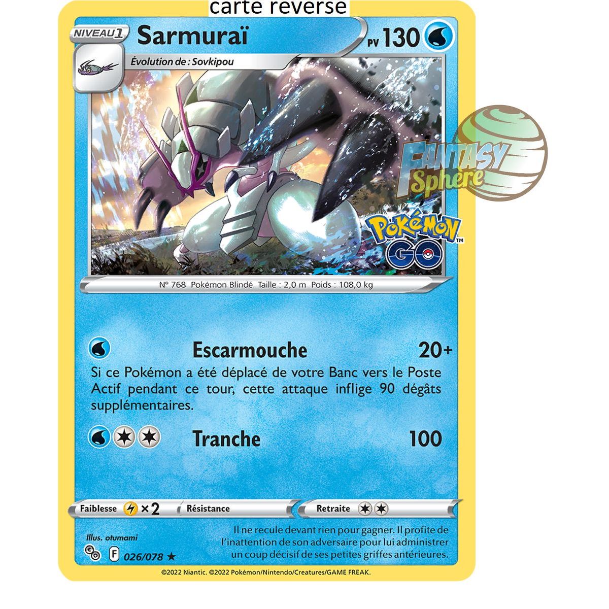 Sarmuraï - Reverse 26/78 - Epee et Bouclier 10.5 Pokemon GO