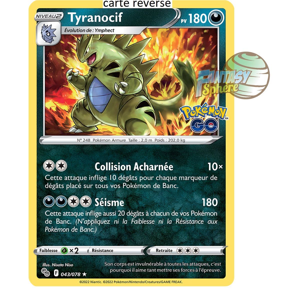 Tyranocif - Reverse 43/78 - Epee et Bouclier 10.5 Pokemon GO