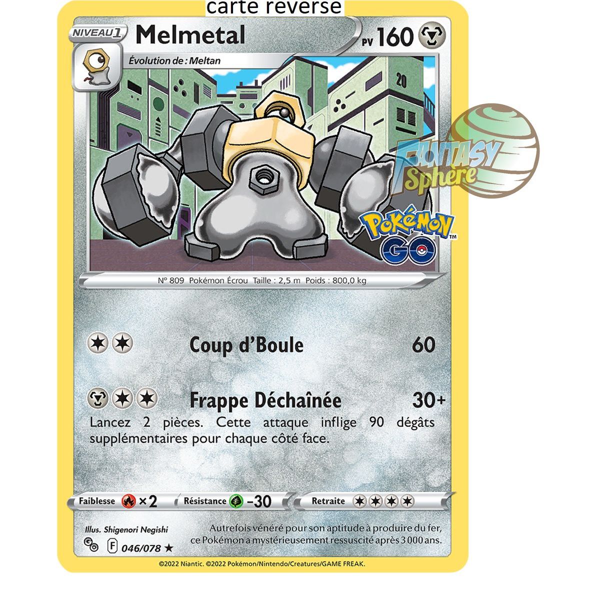 Melmetal - Reverse 46/78 - Epee et Bouclier 10.5 Pokemon GO