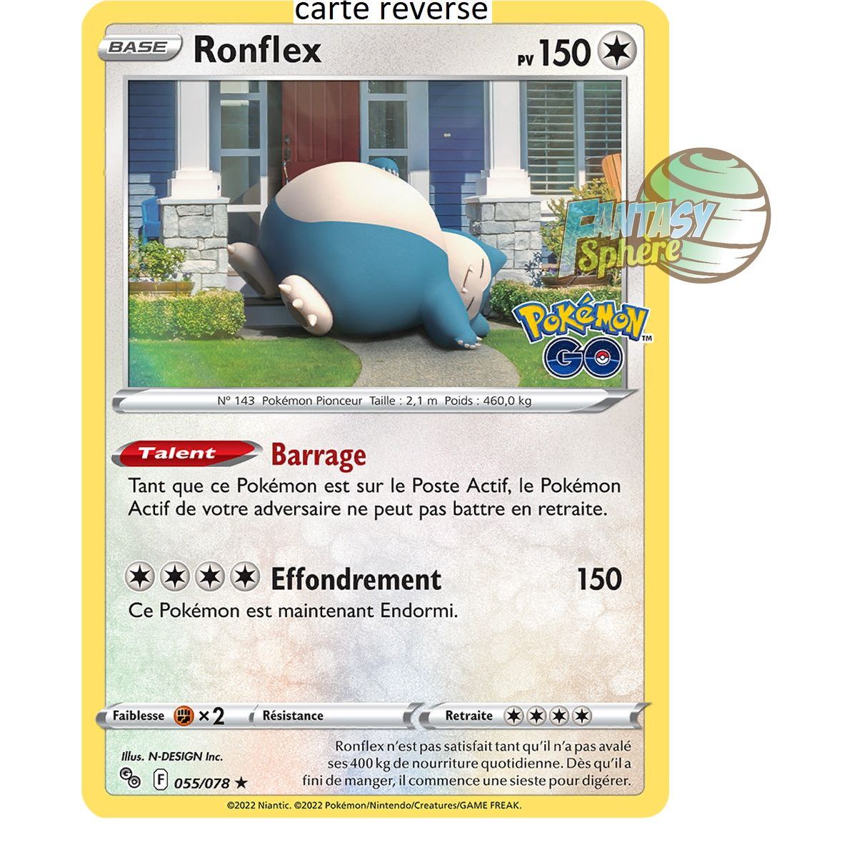 Ronflex - Reverse 55/78 - Epee et Bouclier 10.5 Pokemon GO