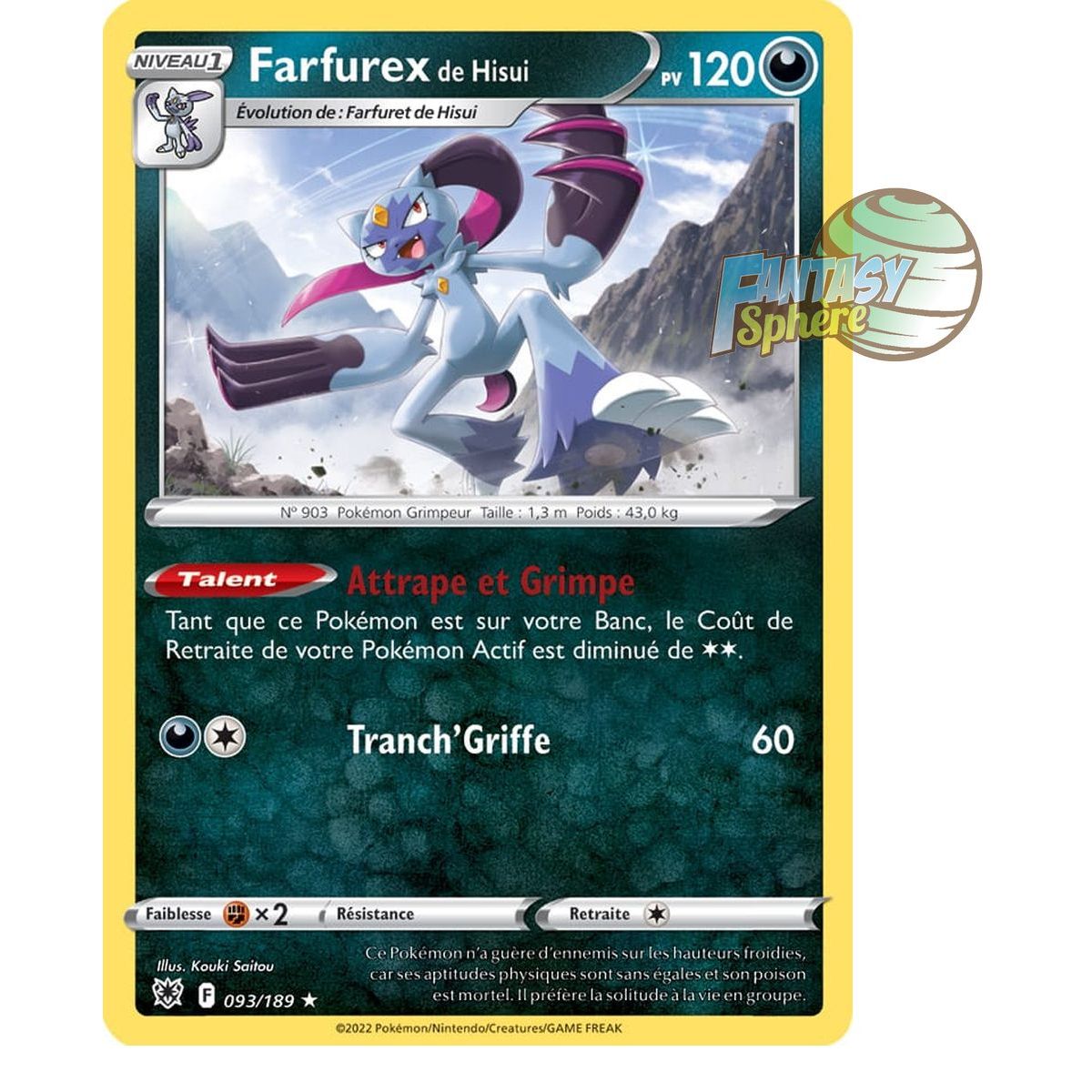 Farfurex de Hisui - Holo Rare 93/189_H - Epee et Bouclier 10 Astres Radieux