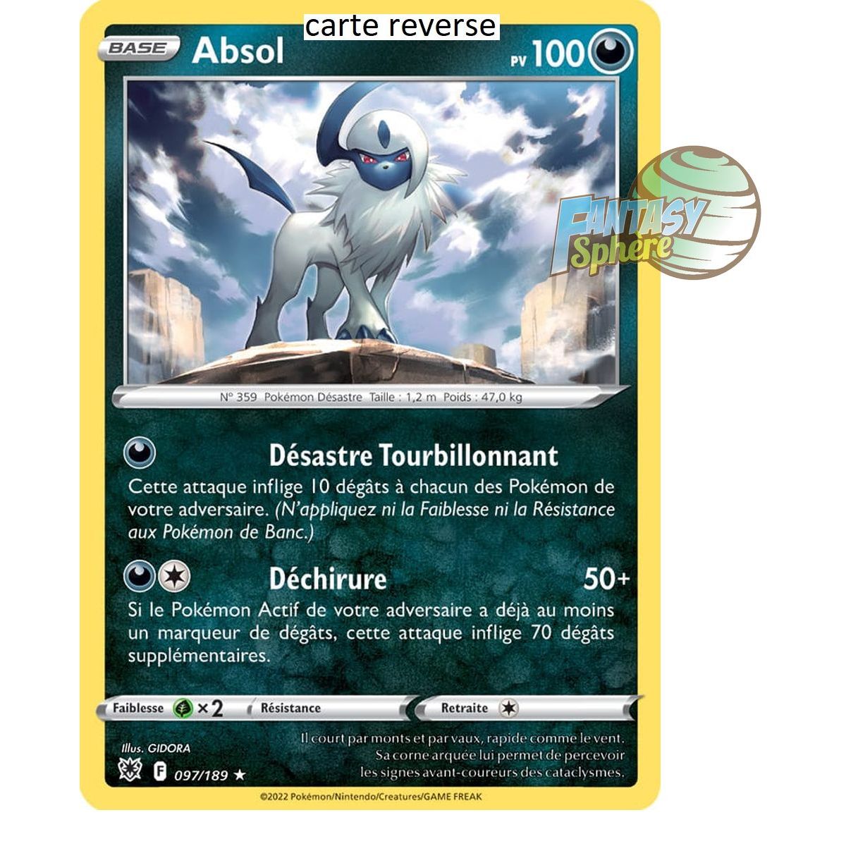 Absol - Reverse 97/189 - Epee et Bouclier 10 Astres Radieux