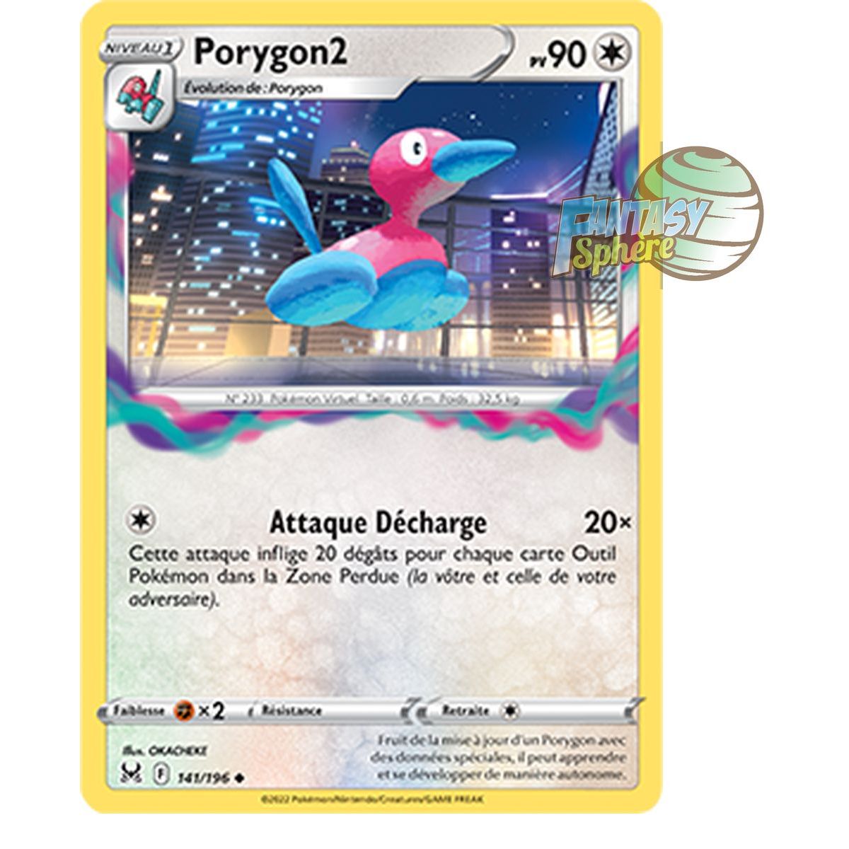 Item Porygon2 - Peu Commune 141/196 - Epee et Bouclier 11 Origine Perdue