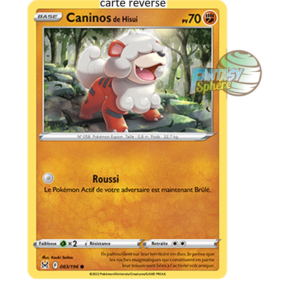 Item Caninos de Hisui - Reverse 83/196_R - Epee et Bouclier 11 Origine Perdue