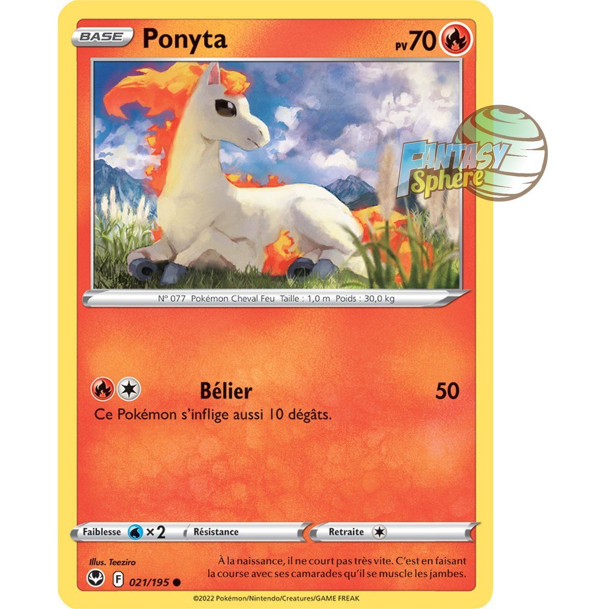 Item Ponyta - Commune 21/195 - Epee et Bouclier 12 Tempete Argentée