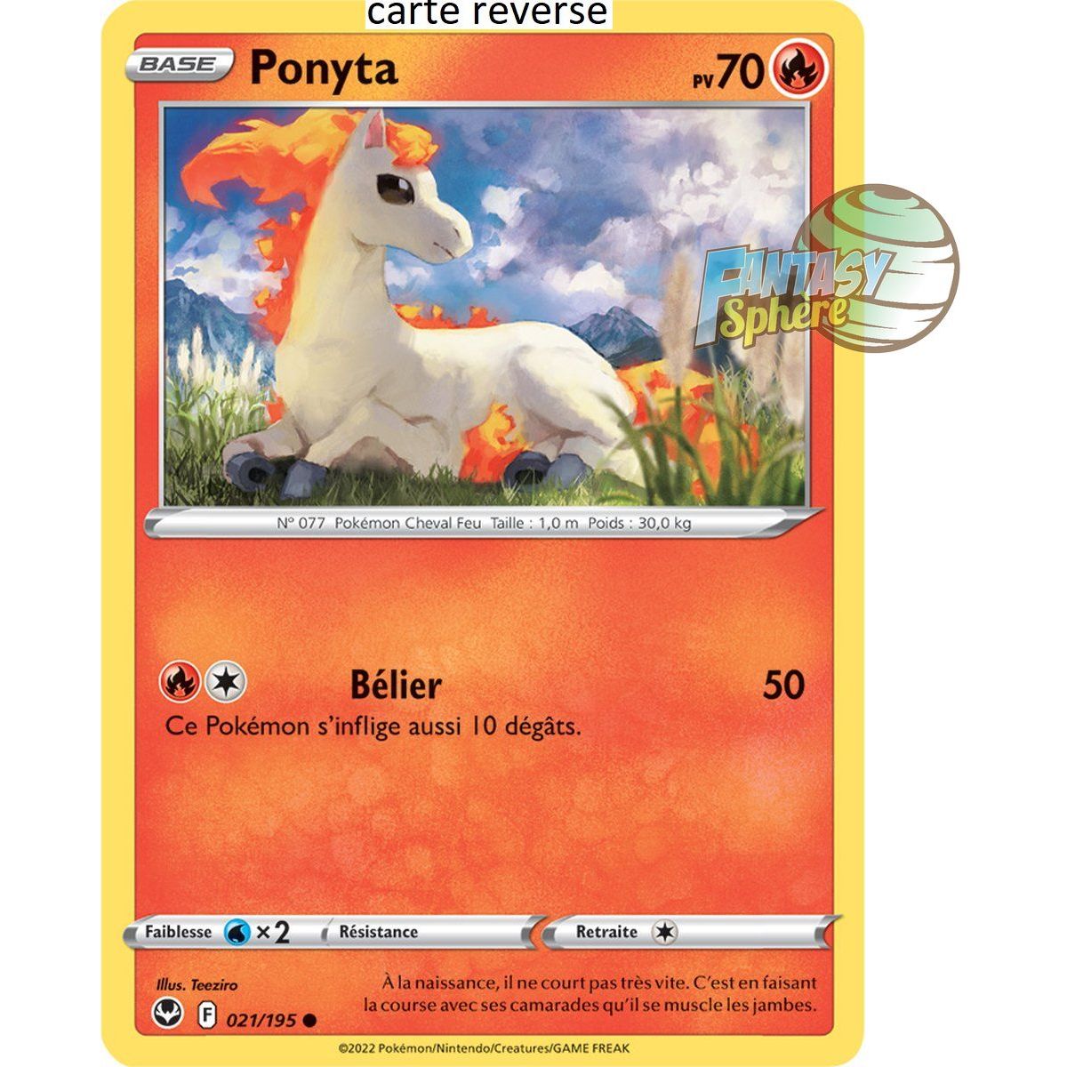 Ponyta - Reverse 21/195 - Epee et Bouclier 12 Tempete Argentée