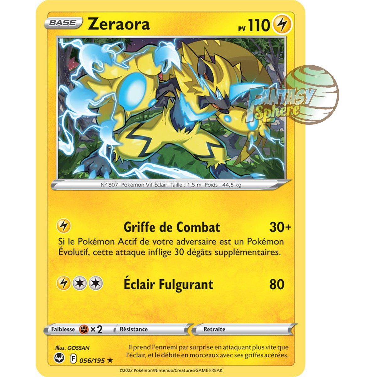 Item Zeraora - Rare 56/195 - Epee et Bouclier 12 Tempete Argentée