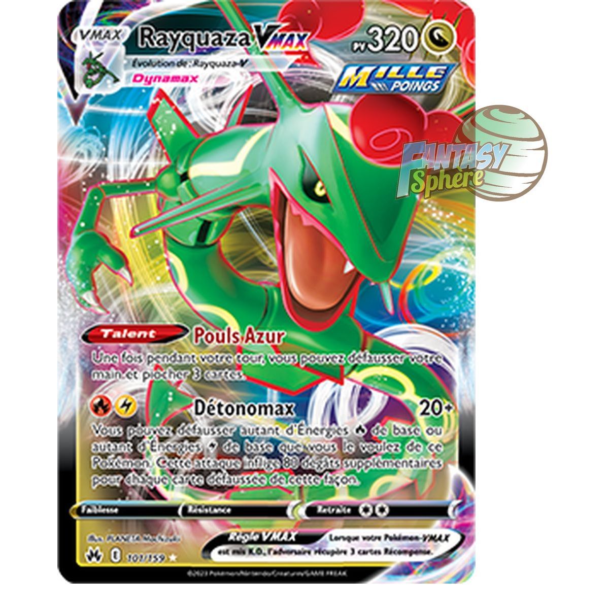 Rayquaza VMAX - Full Art Ultra Rare 101/159 - Epee et Bouclier 12.5 Zenith Supreme