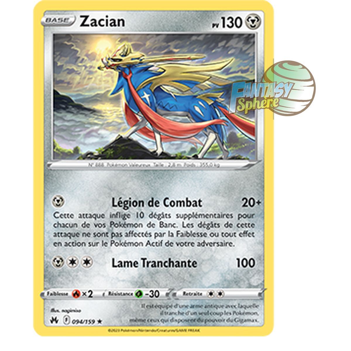 Zacian - Holo Rare 94/159 - Epee et Bouclier 12.5 Zenith Supreme