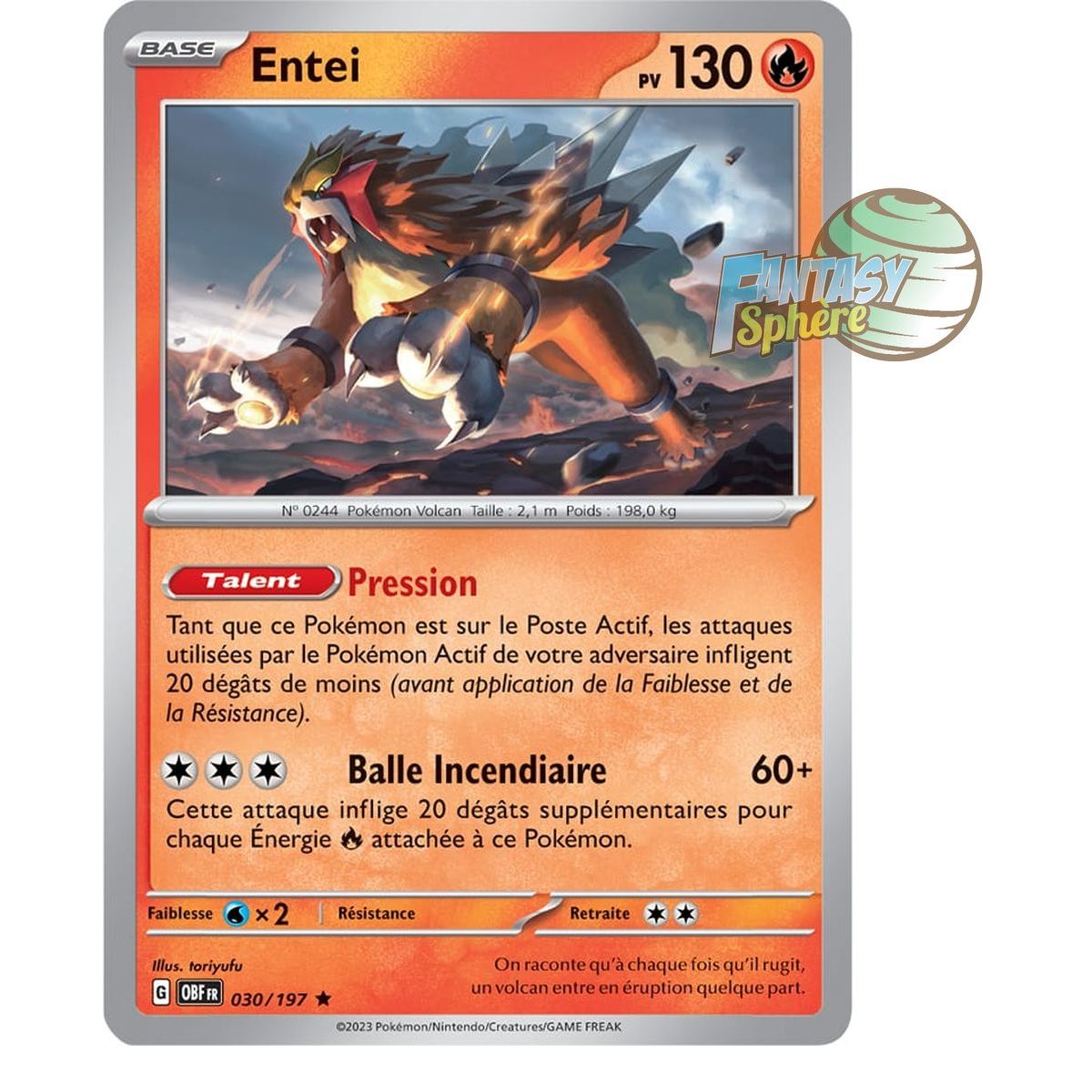 Entei - Holo Rare 30/197 - Ecarlate et Violet Flammes Obsidiennes