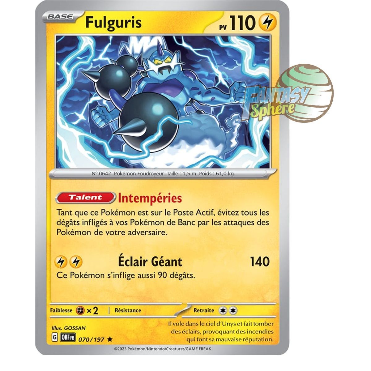 Fulguris - Holo Rare 70/197 - Ecarlate et Violet Flammes Obsidiennes