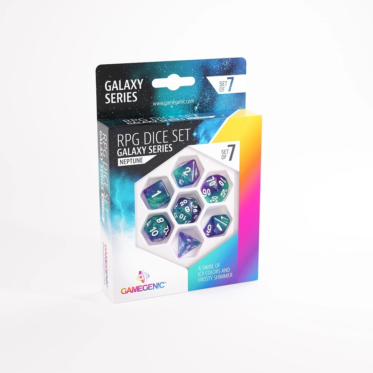 Gamegenic - Dice - Galaxy Series - Neptune - Set de 7 Dés JDR